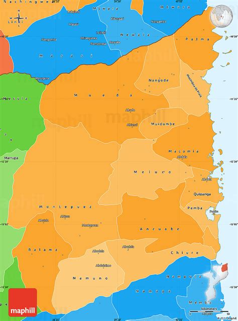 Political Shades Simple Map Of Cabo Delgado