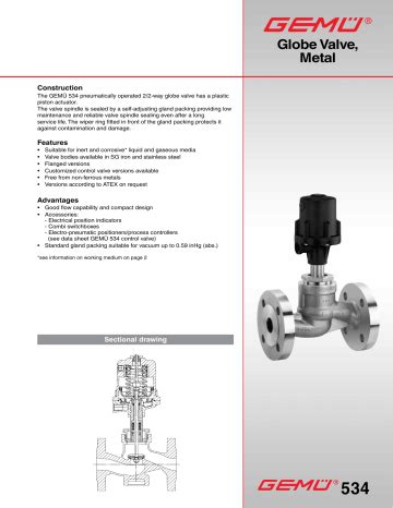 Gemu Pneumatically Operated Globe Valve Datasheet Manualzz