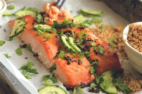 Miso Honey Baked Salmon Topped With Seaweed Salad Wellbeing Magazine