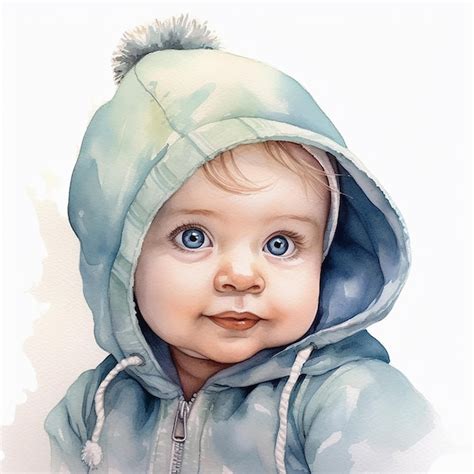 Premium Ai Image Adorable Baby On Watercolor Illustration