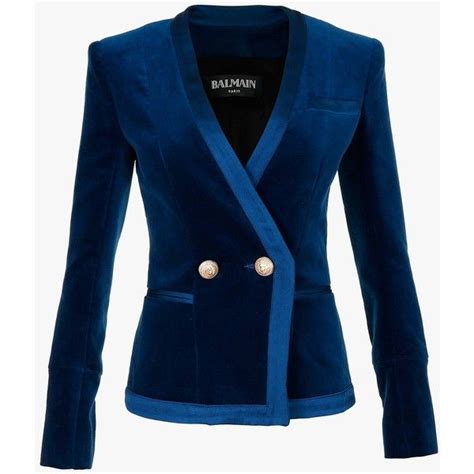 Balmain Cotton Velvet Double Breaster Blazer 1385 Liked On Polyvore Featuring Outerwear