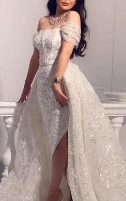 White Floral Off Shoulder Formal Gown Stunning