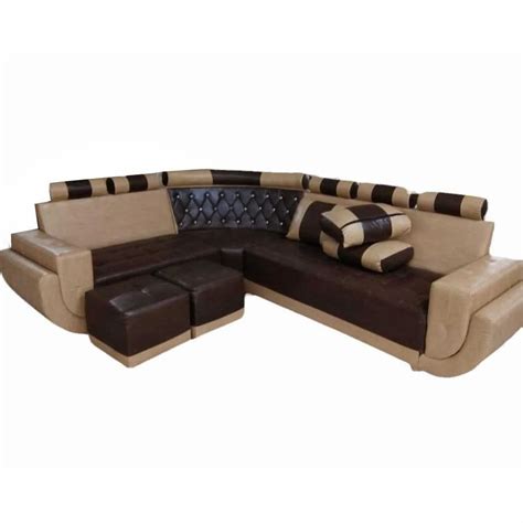 Seater Wooden Leather L Shape Sofa Set With Lounger At Rs Set