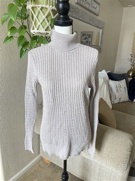 Womens Croft Barrow Medium Turtle Neck Sweater Kni Gem