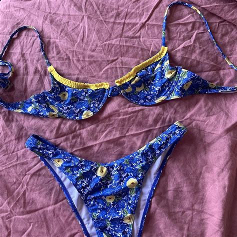 Blue And Yellow Art Style Bikini PLS DM For Depop