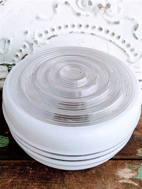 Vintage Retro Glass Ceiling Light Shade White Ribbed 1950s In 2020 Glass Ceiling Lights