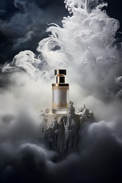 Premium AI Image | a bottle of perfume in the clouds