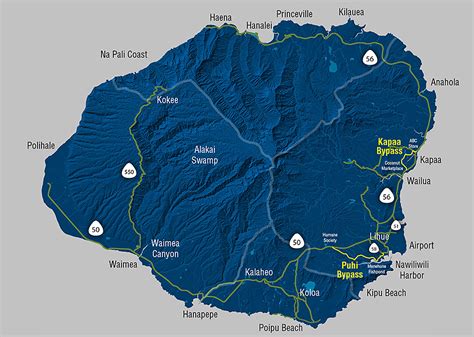 Road Map Of Kauai Island