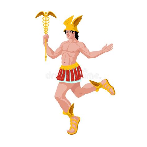 Flying Hermes With Golden Rod The Ancient Greek God Of Trade And Luck