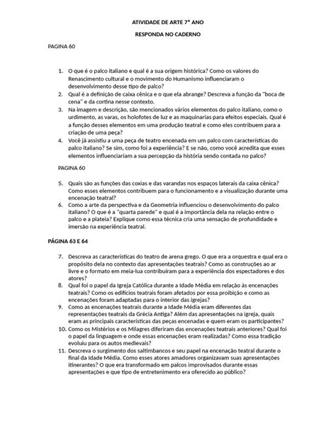 ATIVIDADE DE ARTES 7 ANO | PDF