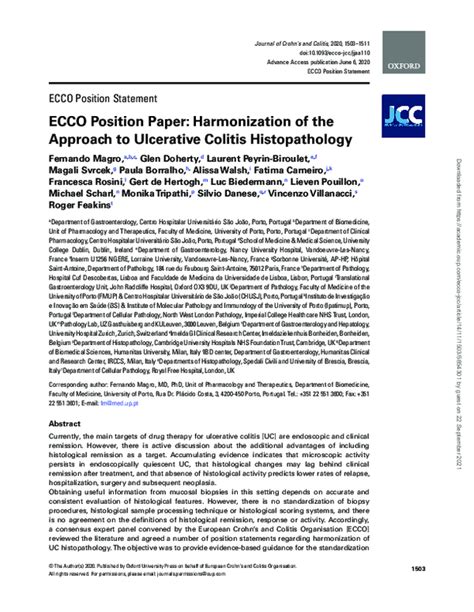 (PDF) ECCO Position Paper: Harmonization of the Approach to Ulcerative ...