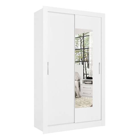 Guarda Roupa Solteiro THB City Glass 2 Portas De Correr Branco