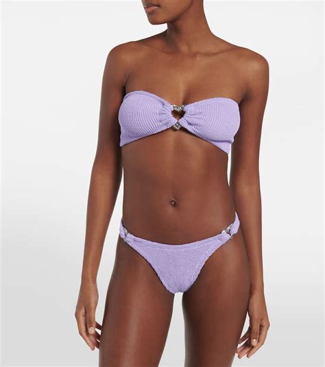 Hunza G Jean Seersucker Bikini In Purple Modesens