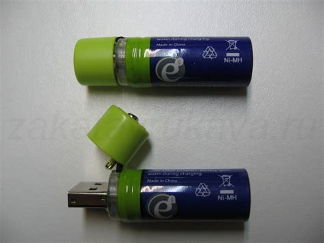 Аккумулятор АА-типа со встроенным зарядным устройством от порта USB ...