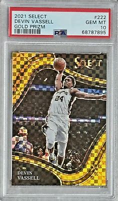 2021 PANINI SELECT PSA 10 DEVIN VASSELL GOLD PRIZM 10 COURTSIDE 222