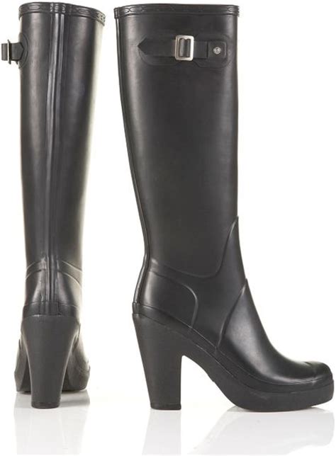 Hunter Hunter Fulbrooke Heeled Wellies In Black Lyst