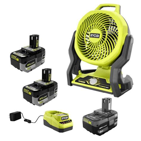 Ryobi One 18v Hybrid Whisper Series 7 12 In Fan Kit W 40 Ah Battery Charger And 60 Ah High