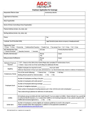 Fillable Online Employer Application For Coverage Fax Email Print