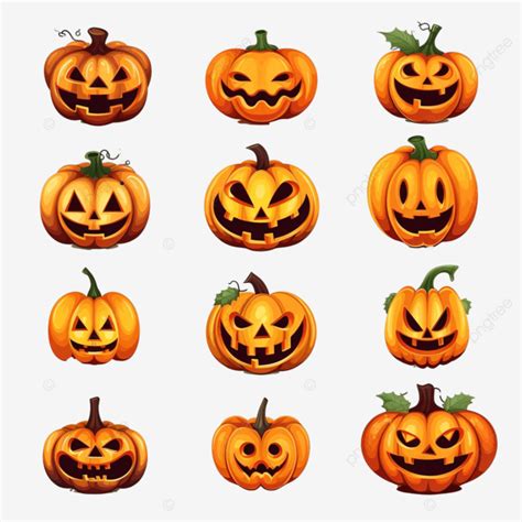 Elementos Festivos Para Linternas De Halloween De Calabazas Con Caras