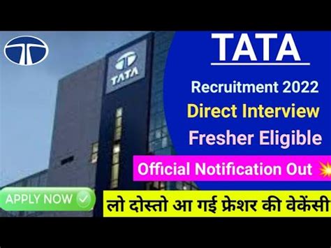 TATA Motor Recruitment 2022 Freshers Job Walk In Interview All India