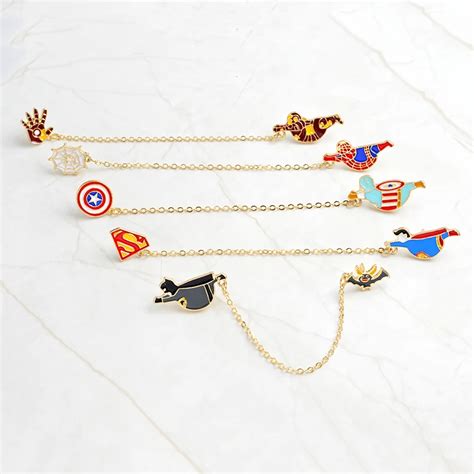 Captain America Ironman Marvel Dc Comics Enameled Pins Brooches