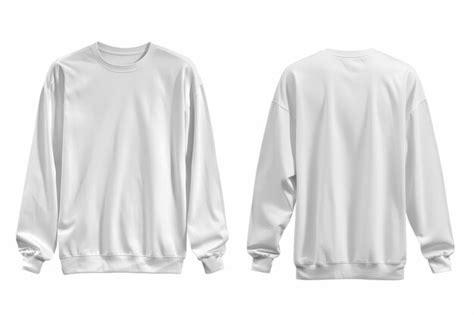 White Crew Neck Sweatshirt Mockup Front And Back View Premium Ai