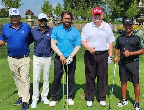 Csk Captain Ms Dhoni Plays Golf With Donald Trump Photos Video Go Viral