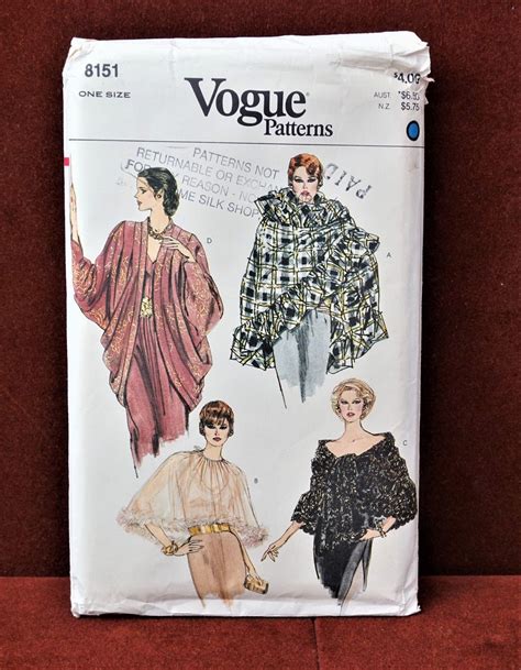 Vintage S Vogue Evening Coverup Triangular Shawl Sewing Pattern