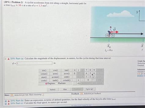 Solved 20 Problem 2 A Cyclist Accelerates From Rest