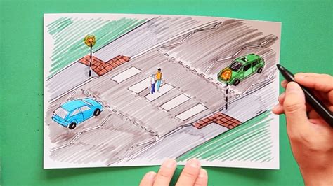 How To Draw A Pedestrian Crossing Or Crosswalk Youtube