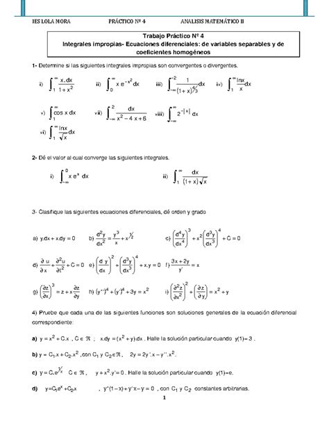 Trabajo Practico N Ies Lola Mora Pr Ctico N Analisis Matem Tico