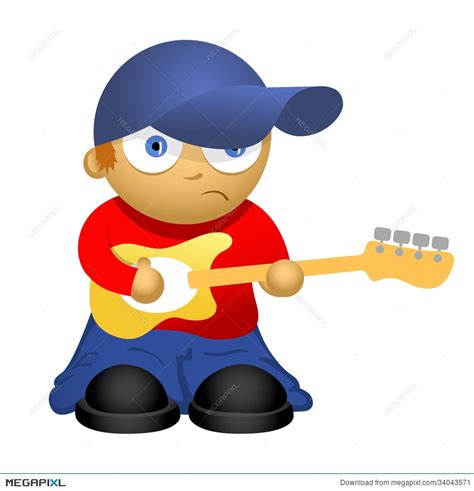 Cartoon Playing Bass Guitar Vector Pdf Eps And 2000px Png Formats Dengan Santai