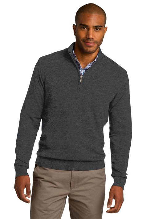 Port Authority 1 2 Zip Sweater Sw290 Charcoal Heather Half Zip