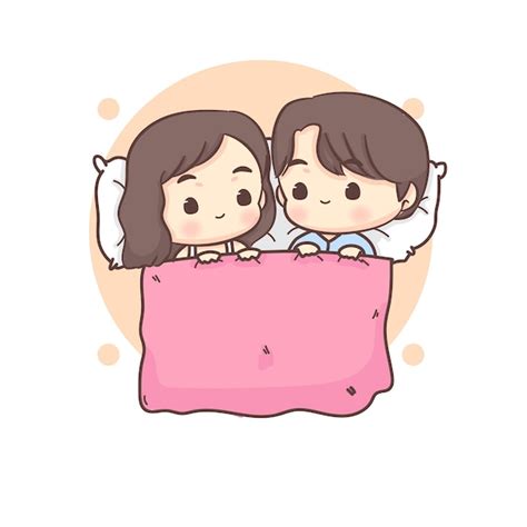 Premium Vector Cute Lovers Couple Sleeping Together Happy Valentine Chibi Cartoon Character