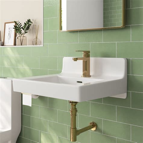 Deervalley Ceramic Wall Mount Rectangular White Bathroom Sink 14 37 In