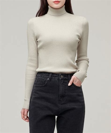 Musinsa Musinsa Standard Woman Womens Ribbed Knit Slim Turtleneck