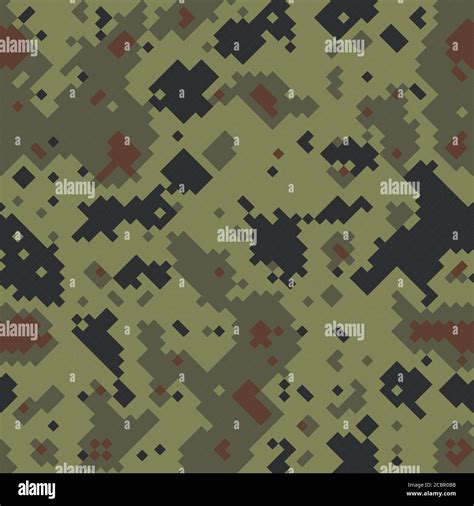 Seamless Digital Woodland Pixel Camo Texture Vector For Army Textile