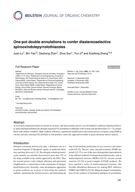 Pdf One Pot Double Annulations To Confer Diastereoselective