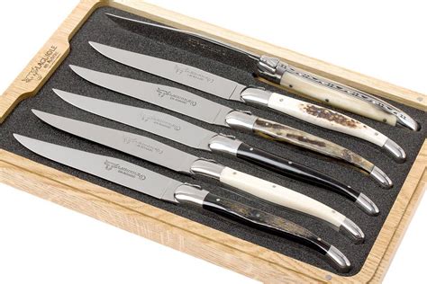 Laguiole En Aubrac Steak Knife Set 6 Piece Mixed Horn 62C99CKI