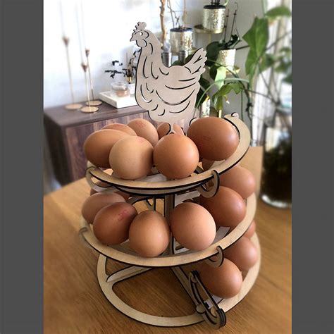 Wood Egg Holder Stand Spiral Design Egg Storage Shelf Spiraling