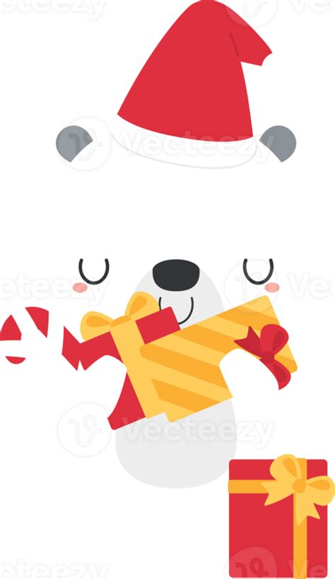 Cute Polar Bear Cartoon Characters In Festive Christmas Holiday Season