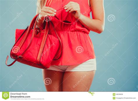 Closeup Of Fashion Woman With Red Handbag Stock Image Image Of Clothing Vogue 58539939