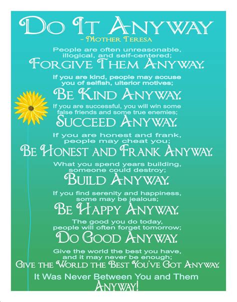 Prayer Mother Teresa Do It Anyway Printable