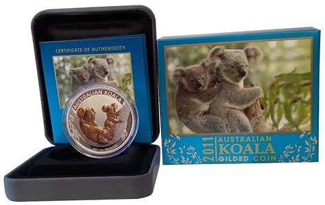 Australien Oz Silber Koala Vergoldet Gilded Im Etui Australien