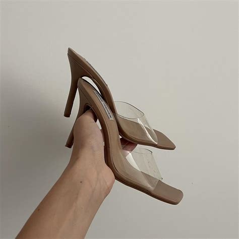 Steve Madden Nude And Clear Strap Mules Perfect For Depop