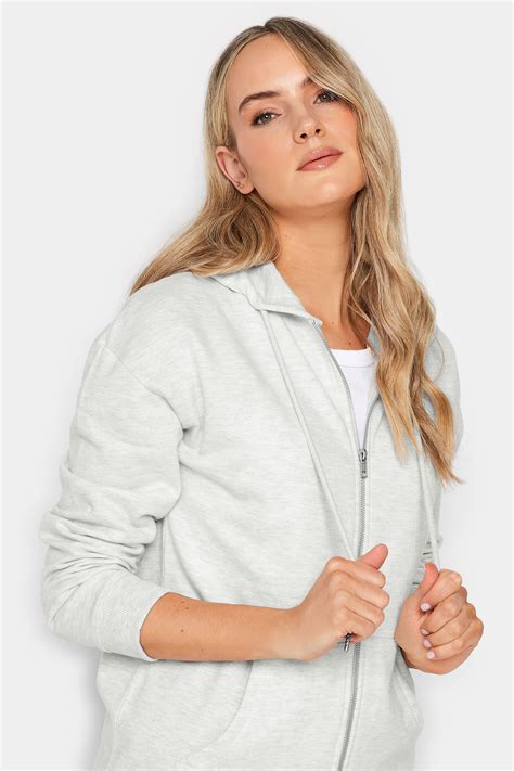 Lts Tall Light Grey Zip Through Pocket Hoodie Long Tall Sally