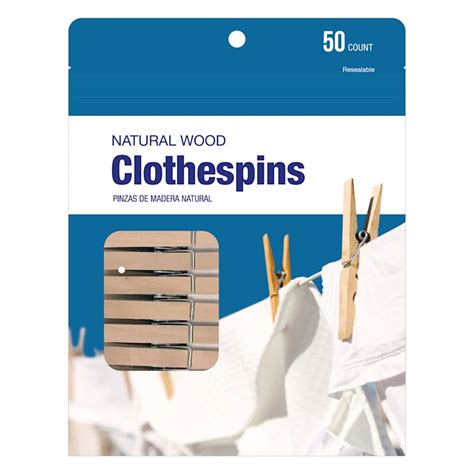 50 Pack Natural Wood Clothespins