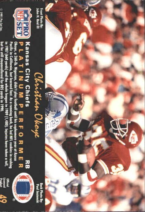 1991 Pro Set Platinum Football Card 49 Christian Okoye EBay