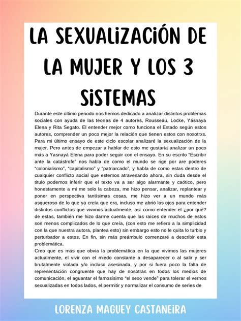 La Sexualización De La Mujer Y Los 3 Sistemas Descargar Gratis Pdf Colonialismo Patriarcado