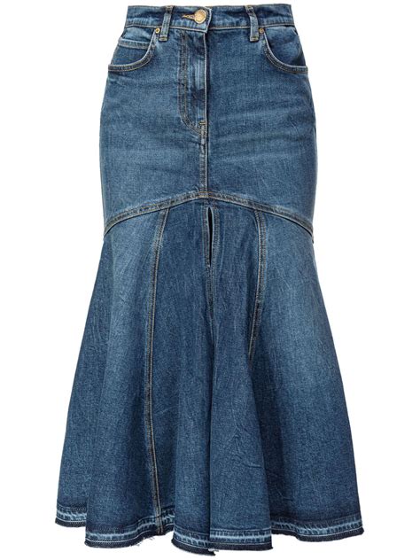 PINKO Flared Denim Midi Skirt Blue FARFETCH